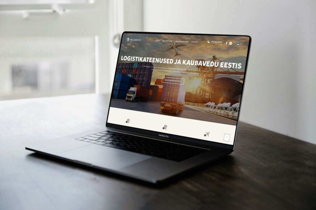 AW Logistics website on a laptop