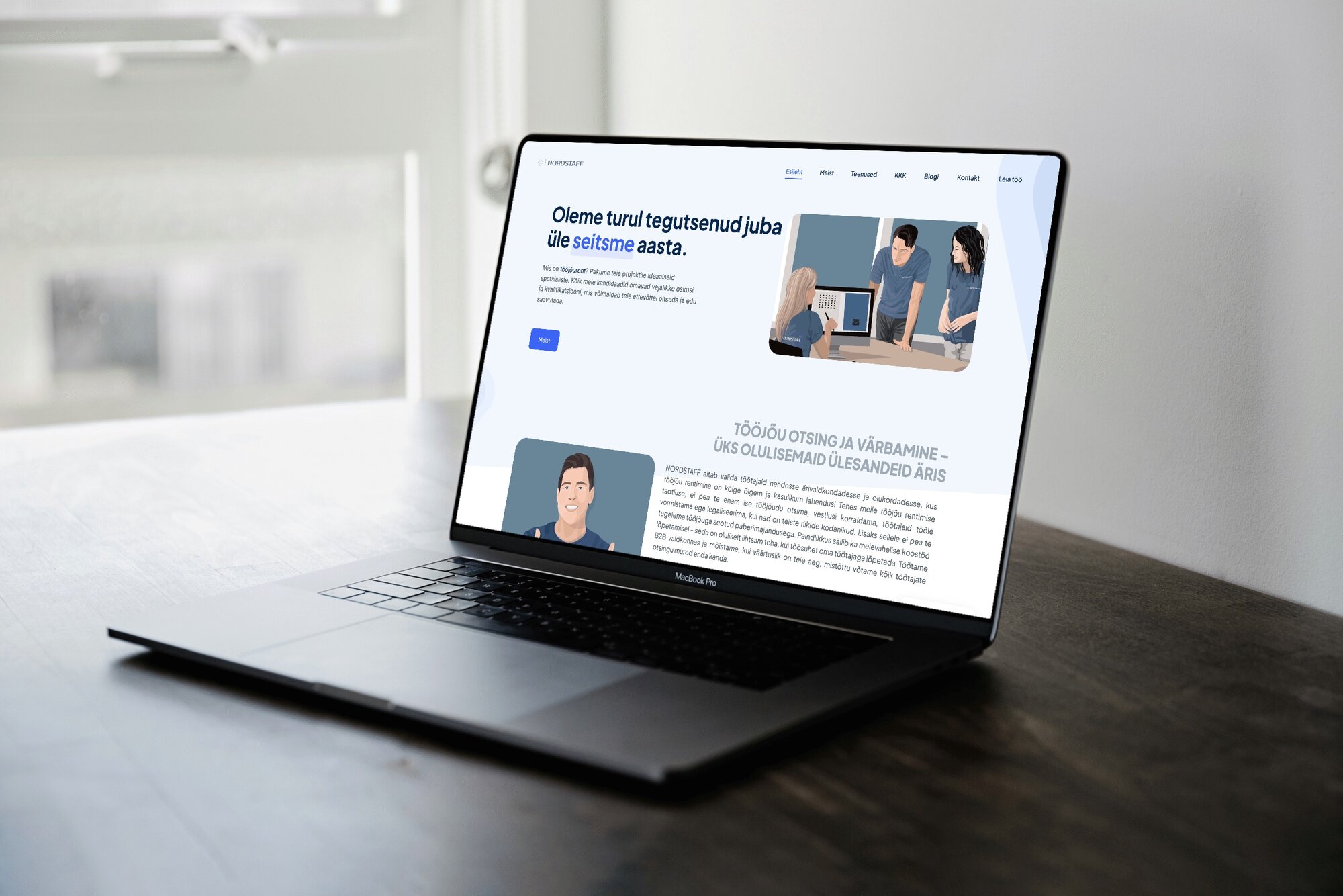 Nordstaff website on a laptop