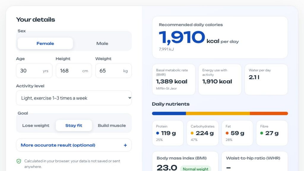 Calorie calculator
